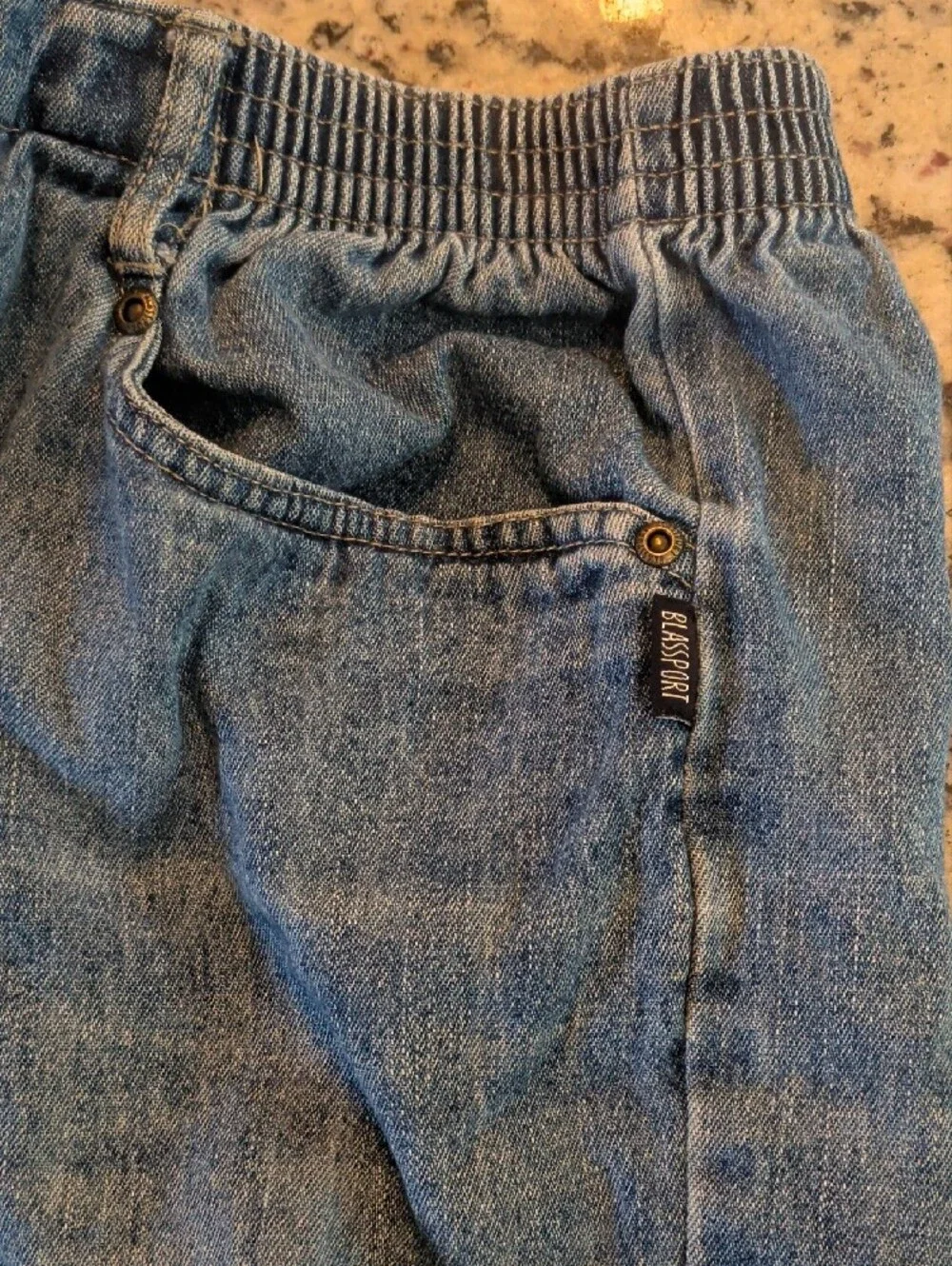 Vintage Y2K Blassport Women's Blue Denim Jeans Shorts - Elastic Waist